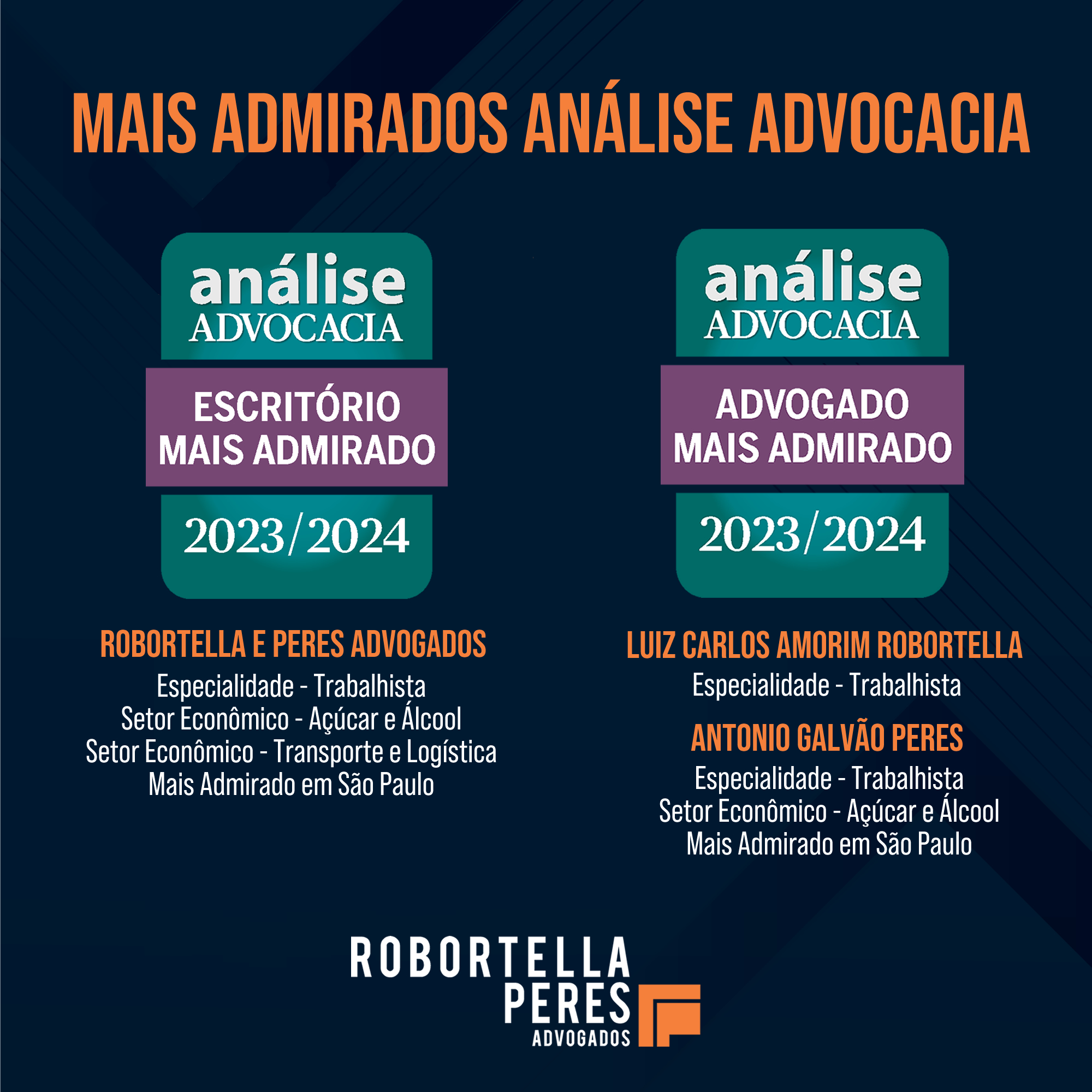 Robortella e Peres Advogados na Análise Advocacia 2024